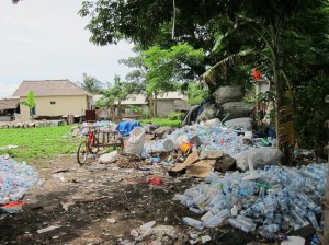Just about everything needs to be brought over from Lombok. And with all those tourists to keep happy and hydrated....that's a lot of bottled water. Everything that comes on the island needs to make its way off. How do you keep up with the never-ending pile-up of empties?