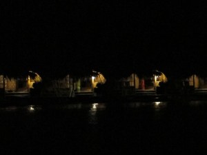 huts at night