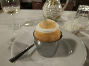 Oh come on now, there's always room for a little dessert. Dessert has its own compartment in my stomach. Besides, it's a little lemon sorbet, served in a frozen hollowed out lemon!