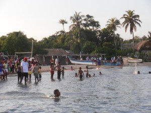 Waiting for the swimming events. Why not take advantage of the clear blue water and jump in?