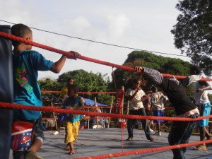 Once the boxing was done for the day, it was time for the kids to jump in and practice. Stars in the making?