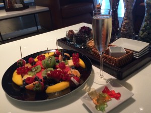 Even though I said no to food (but yes to champagne...OBVIOUSLY) he brought me this plate of fresh fruit. Lovely.