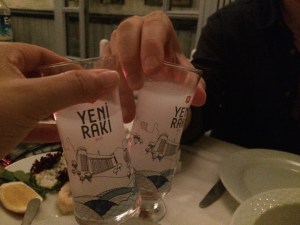 Rakı! In a beautiful little Greek restaurant.