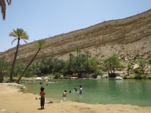 Wadi Bani Khalid - where locals spend the day to get away from the heat. They were having picnics, playing, and some even singing with friends.
